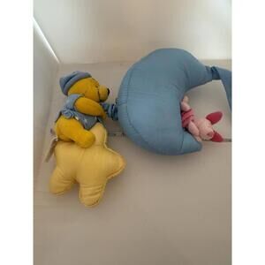Vintage Disney Winnie The Pooh Musical Plush Mobile Piglet Moon Star Nursery